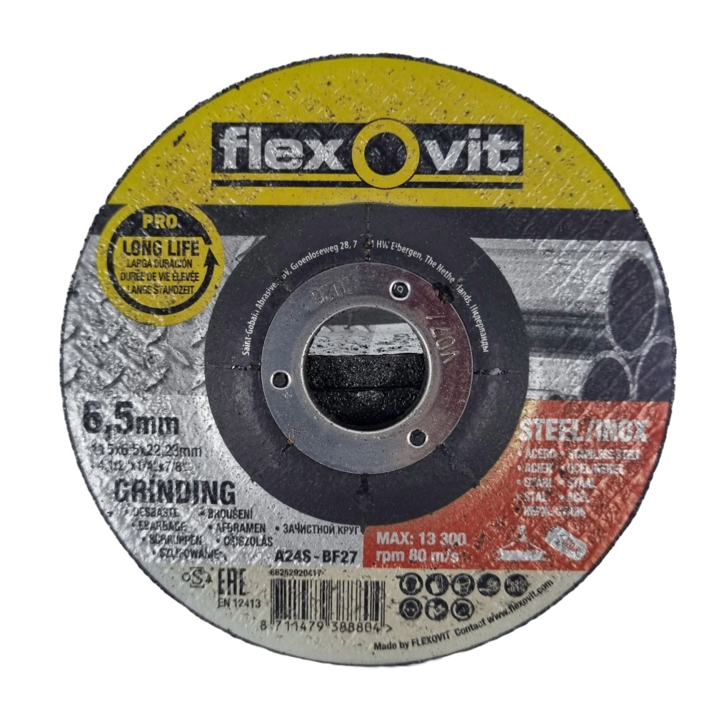 Flexovit Pro Grinding Discs 115×6.5×22.23 A24S-BF27
